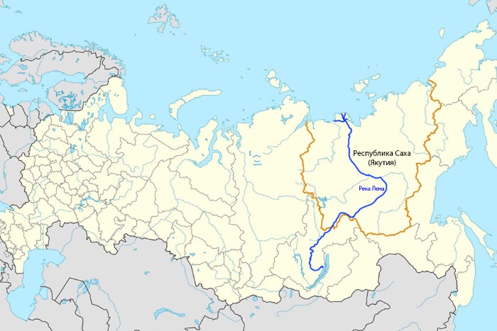 Река Лена на карте России. Где находится его исток и устье, с населенными пунктами, в которые он впадает, его длина, глубина, протяженность, русло течения