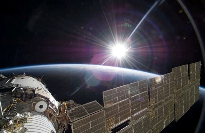 Вид на Солнце с космической станции