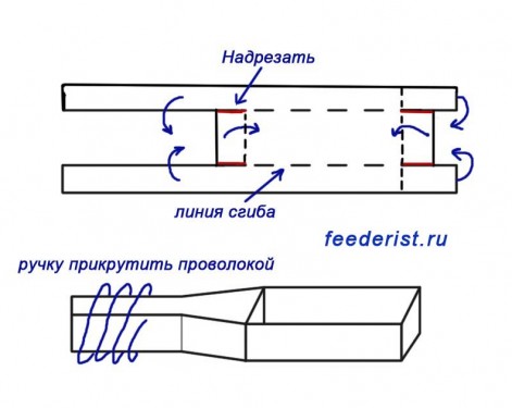 Схема формы для литья груза фидерной кормушки